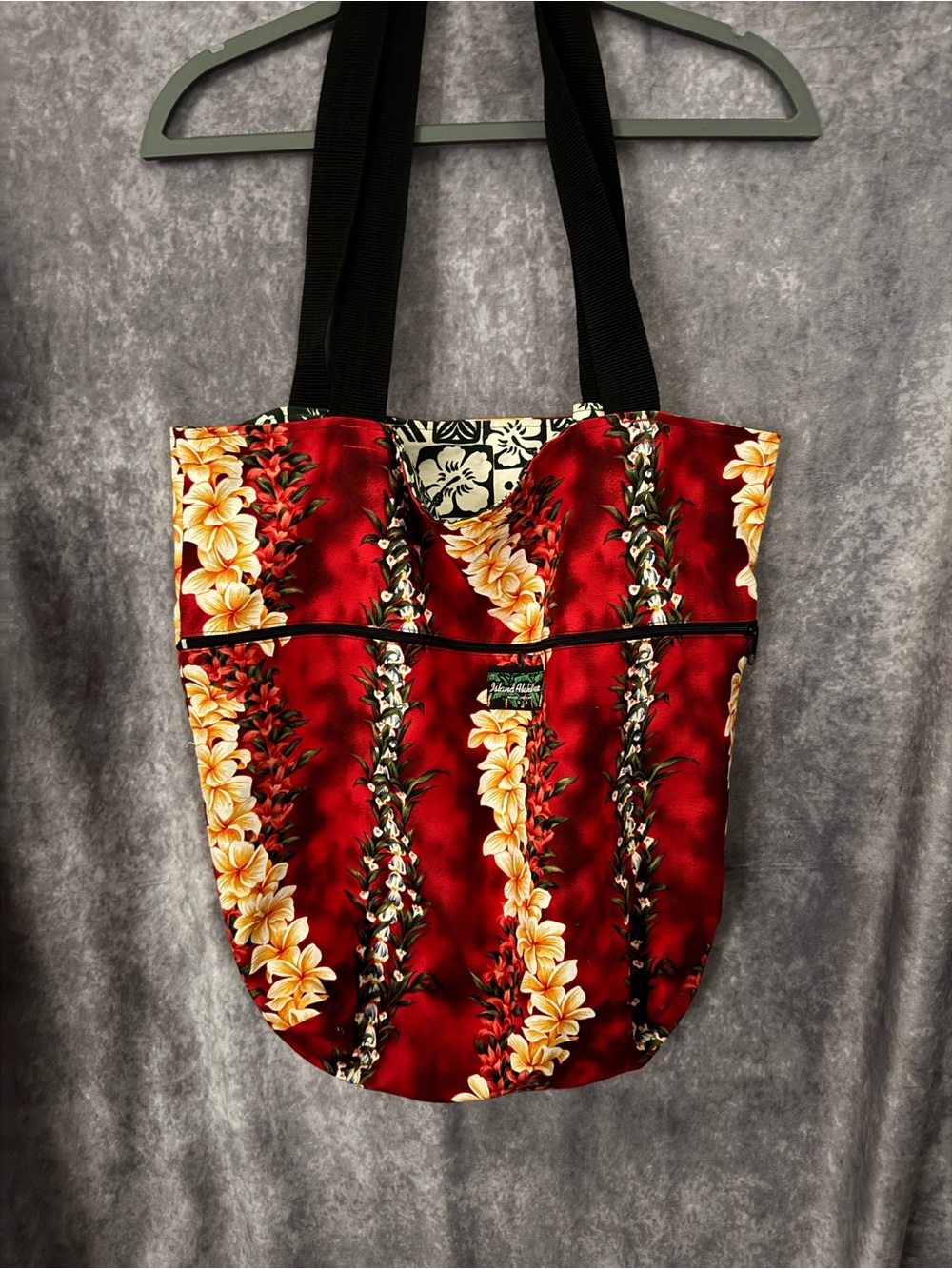 Island Aloha Wear Red Floral Tote Bag - Picture 2 of 3